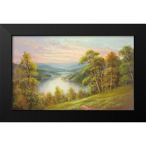 DISTANT VIEW Black Modern Wood Framed Art Print by Glassl, Helmut