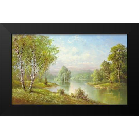 SILENT WATERS Black Modern Wood Framed Art Print by Glassl, Helmut