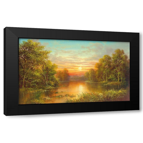 SUNSET Black Modern Wood Framed Art Print by Glassl, Helmut