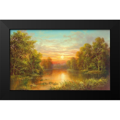SUNSET Black Modern Wood Framed Art Print by Glassl, Helmut
