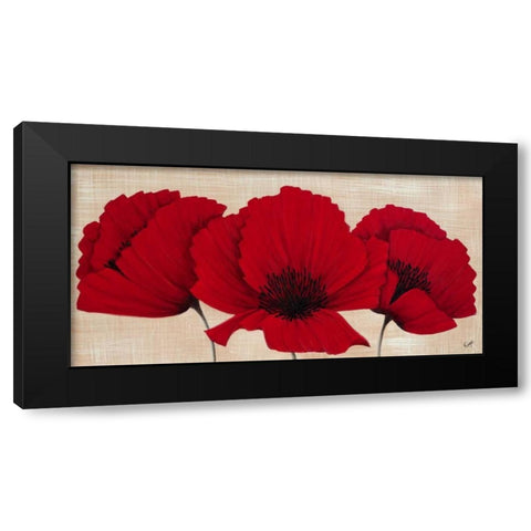 Linen Poppies I Black Modern Wood Framed Art Print with Double Matting by Lake, Kaye