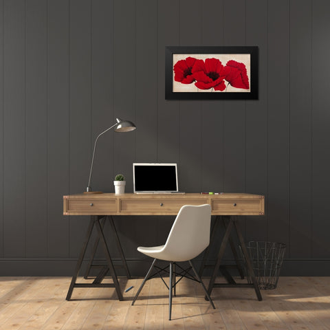 Linen Poppies II Black Modern Wood Framed Art Print by Lake, Kaye