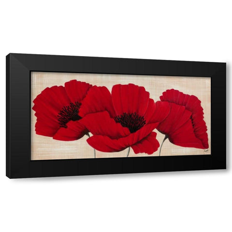 Linen Poppies II Black Modern Wood Framed Art Print with Double Matting by Lake, Kaye