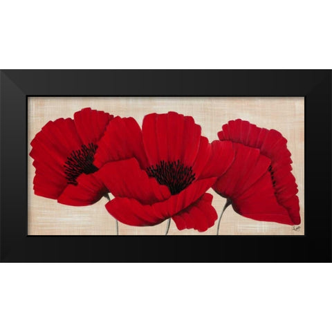 Linen Poppies II Black Modern Wood Framed Art Print by Lake, Kaye