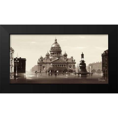 St. Isaac Cathedral Black Modern Wood Framed Art Print by Ryazanov