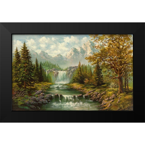 WATERFALL II Black Modern Wood Framed Art Print by Ada-Kris
