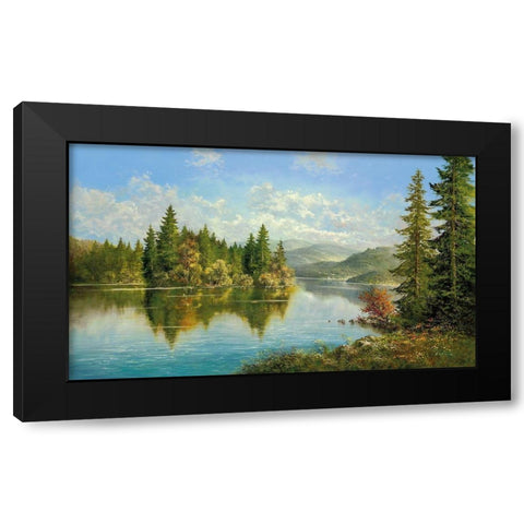 SIBERIAN LAKE Black Modern Wood Framed Art Print with Double Matting by Glassl, Helmut