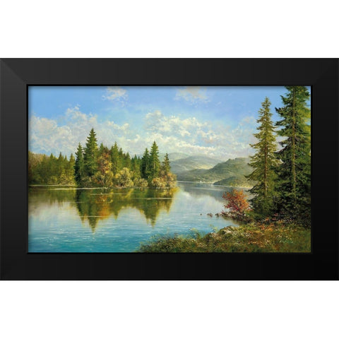 SIBERIAN LAKE Black Modern Wood Framed Art Print by Glassl, Helmut