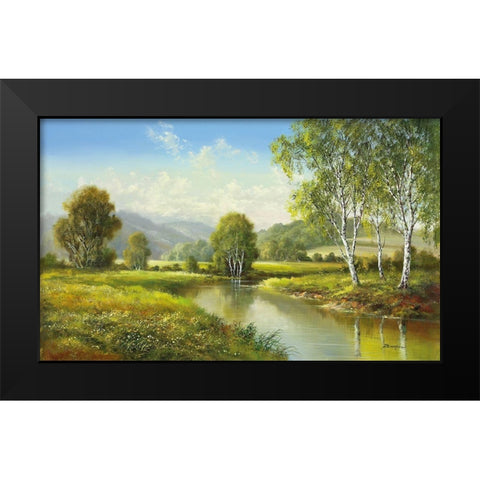 QUIET POND Black Modern Wood Framed Art Print by Buchner, H.