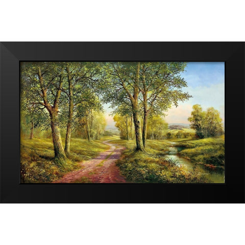 CASTLE WAY Black Modern Wood Framed Art Print by Buchner, H.