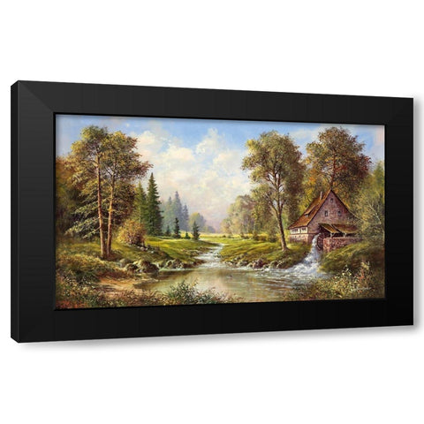 OLD MILL Black Modern Wood Framed Art Print with Double Matting by Buchner, H.