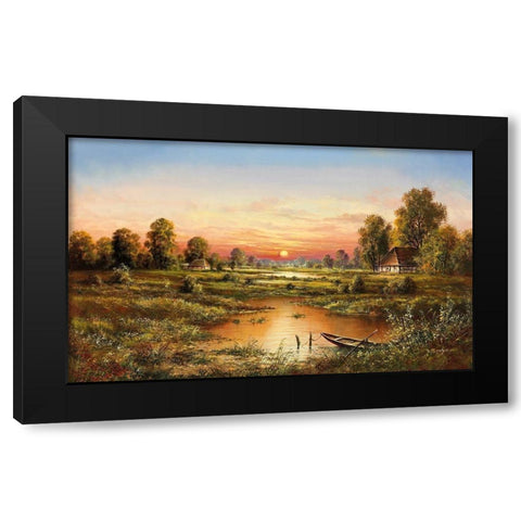 MARSHLANDS Black Modern Wood Framed Art Print with Double Matting by Buchner, H.