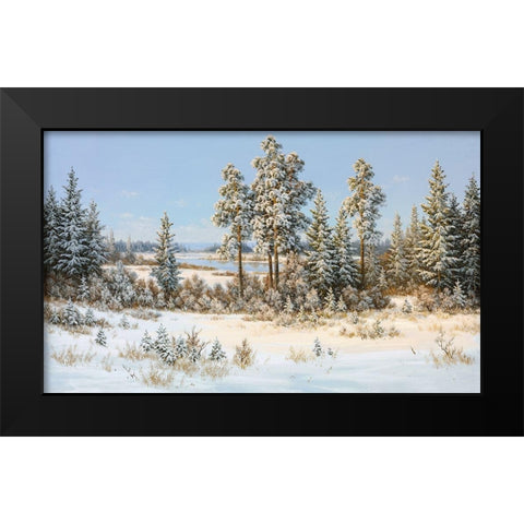 WINTER IN BELARUS Black Modern Wood Framed Art Print by Slava
