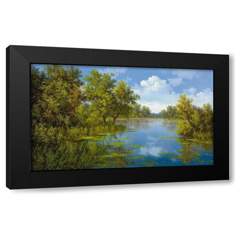 LAKE Black Modern Wood Framed Art Print by Slava