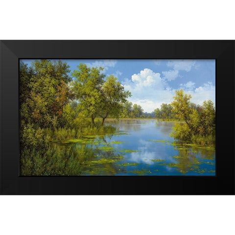 LAKE Black Modern Wood Framed Art Print by Slava