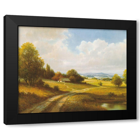 LONELY FARMHOUSE Black Modern Wood Framed Art Print by Weber, Max