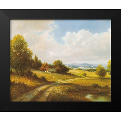 LONELY FARMHOUSE Black Modern Wood Framed Art Print by Weber, Max