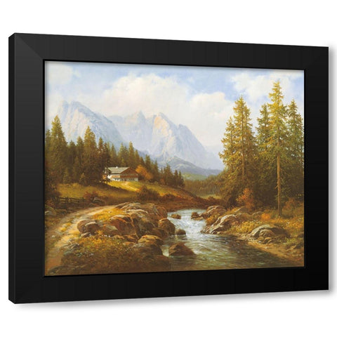 MOUNTAIN BROOK Black Modern Wood Framed Art Print with Double Matting by Weber, Max