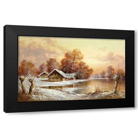 WINTER IN BELARUS II Black Modern Wood Framed Art Print with Double Matting by Glassl, Helmut