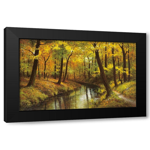 REFLECTIONS OF SUMMER Black Modern Wood Framed Art Print with Double Matting by Weber, Max