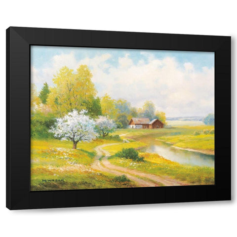 SEASONS Black Modern Wood Framed Art Print with Double Matting by Weber, Max