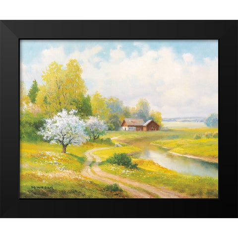 SEASONS Black Modern Wood Framed Art Print by Weber, Max