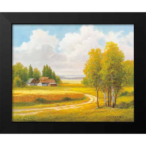 SEASONS Black Modern Wood Framed Art Print by Weber, Max