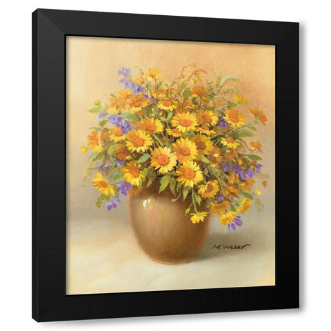 YELLOW BOUQUET Black Modern Wood Framed Art Print by Weber, Max