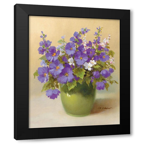 BLUE BOUQUET Black Modern Wood Framed Art Print with Double Matting by Weber, Max