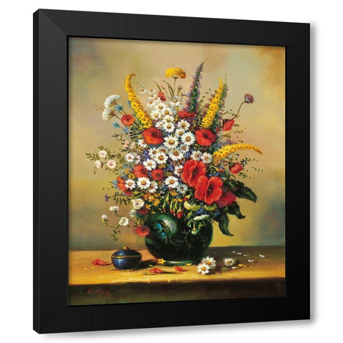 BOUQUET MUNICH SCHOOL I Black Modern Wood Framed Art Print with Double Matting by Pila