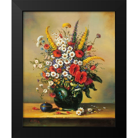 BOUQUET MUNICH SCHOOL I Black Modern Wood Framed Art Print by Pila