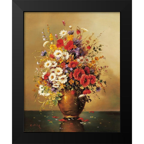 BOUQUET MUNICH SCHOOL II Black Modern Wood Framed Art Print by Pila