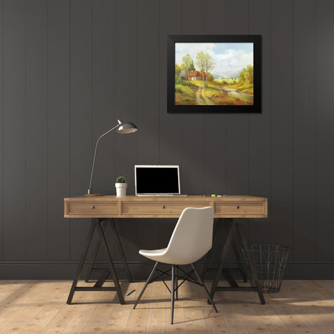 SEASONS Black Modern Wood Framed Art Print by Weber, Max