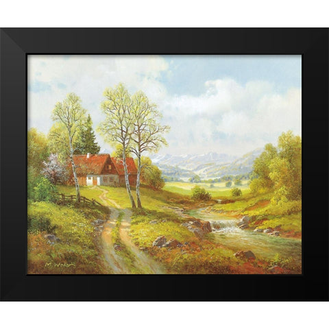 SEASONS Black Modern Wood Framed Art Print by Weber, Max