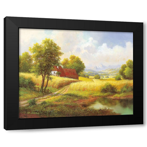 SEASONS Black Modern Wood Framed Art Print with Double Matting by Weber, Max