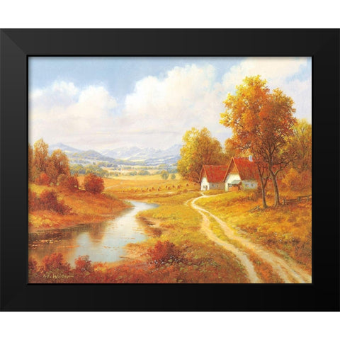 SEASONS Black Modern Wood Framed Art Print by Weber, Max