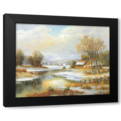 SEASONS Black Modern Wood Framed Art Print with Double Matting by Weber, Max