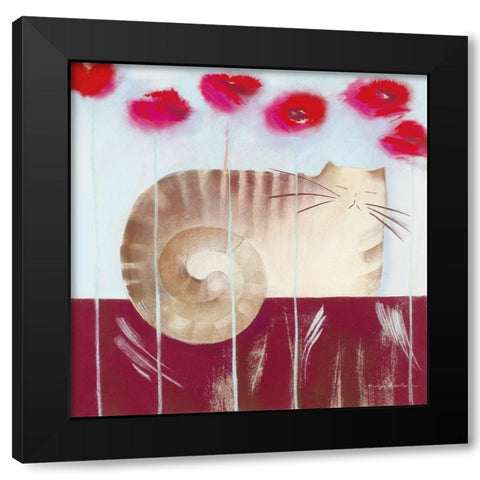 POPPY Black Modern Wood Framed Art Print by Robertson, Marilyn