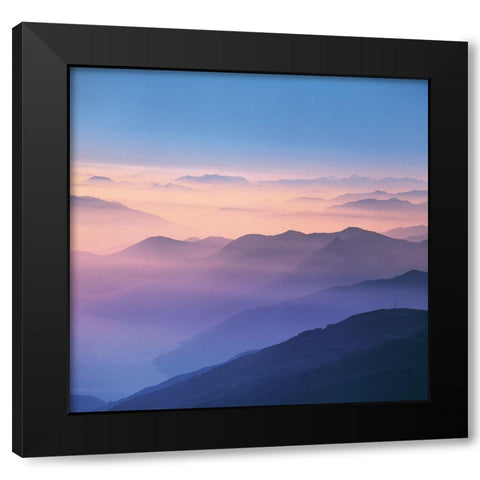 BLUE MOUNTAINS II Black Modern Wood Framed Art Print with Double Matting by Weissing, Gerd