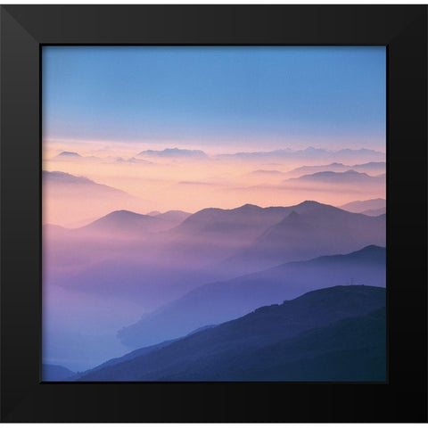 BLUE MOUNTAINS II Black Modern Wood Framed Art Print by Weissing, Gerd