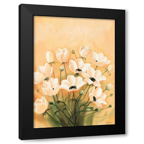 White poppies 2-3 Black Modern Wood Framed Art Print with Double Matting by Jasper