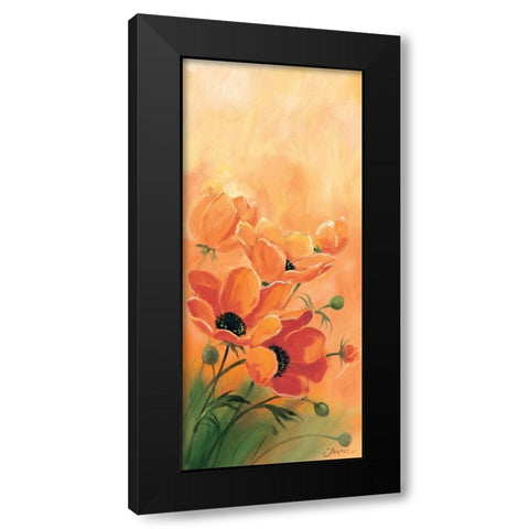 Red poppies 1-3 Black Modern Wood Framed Art Print with Double Matting by Jasper