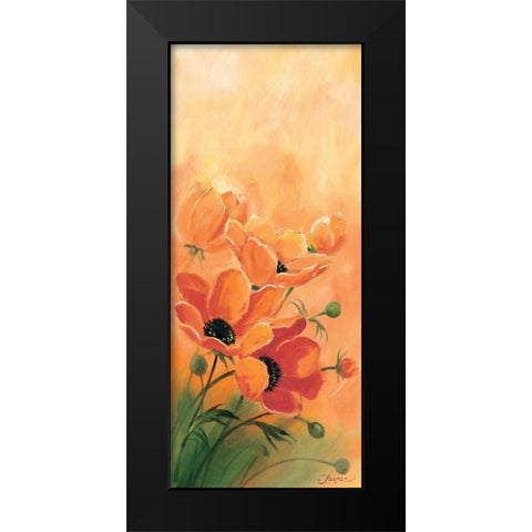 Red poppies 1-3 Black Modern Wood Framed Art Print by Jasper