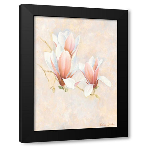 Magnolia 2-3 Black Modern Wood Framed Art Print with Double Matting by Boucher, Nathalie