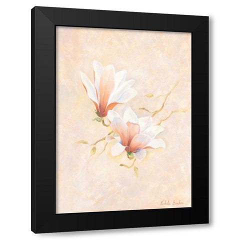 Pink magnolia 2-3 Black Modern Wood Framed Art Print with Double Matting by Boucher, Nathalie