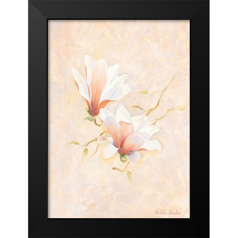 Pink magnolia 2-3 Black Modern Wood Framed Art Print by Boucher, Nathalie