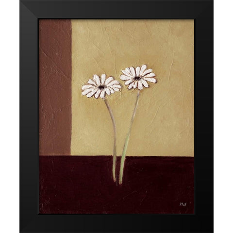 Daisies on brown Black Modern Wood Framed Art Print by Hedy