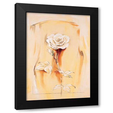 Rose Black Modern Wood Framed Art Print with Double Matting by Renee