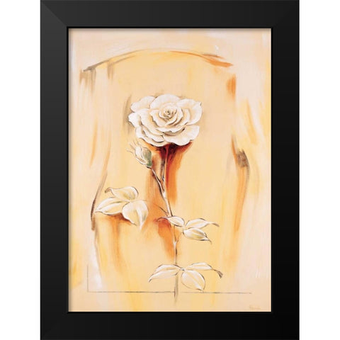 Rose Black Modern Wood Framed Art Print by Renee