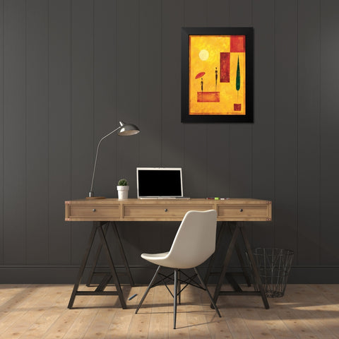 Umbrella I Black Modern Wood Framed Art Print by Renee